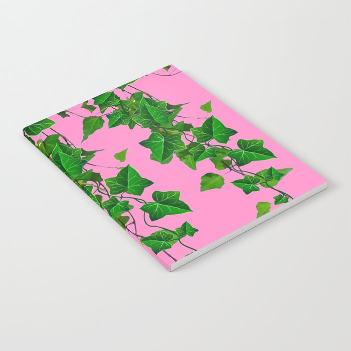 GREEN IVY HANGING LEAVES & VINES ON PINK Notebook