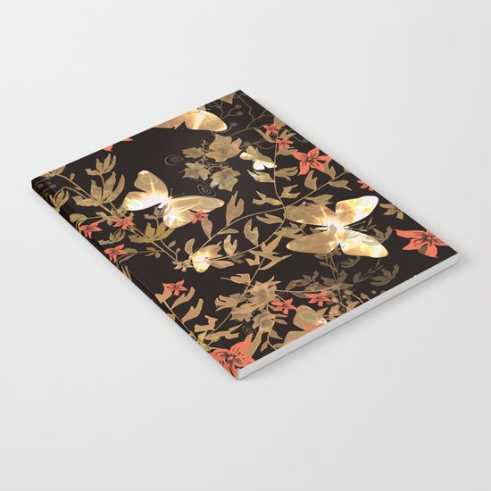 Golden butterfly in the night. Notebook