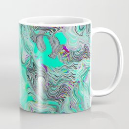 Acid turquoise Neon Glitch pattern Coffee Mug