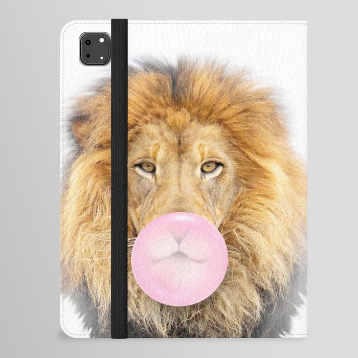 Lion Blowing Bubble Gum, Nursery Print by Zouzounio Art iPad Folio Case