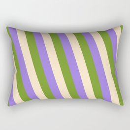 [ Thumbnail: Purple, Green, and Bisque Colored Lines/Stripes Pattern Rectangular Pillow ]