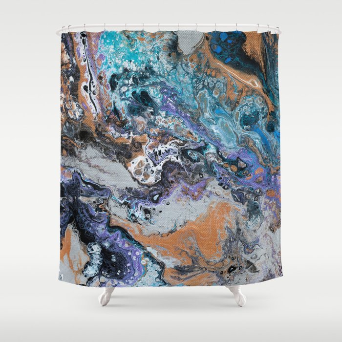 Molten Time (flow art on canvas) Shower Curtain