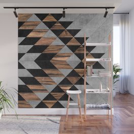 Urban Tribal Pattern No.10 - Aztec - Concrete and Wood Wall Mural
