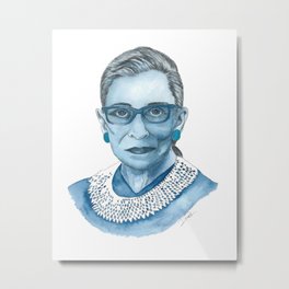 Ruth Bader Ginsburg Metal Print | Painting, Ruth, Portrait, Leader, Monochromatic, Ruthbaderginsburg, Collar, Woman, Equality, Watercolor 