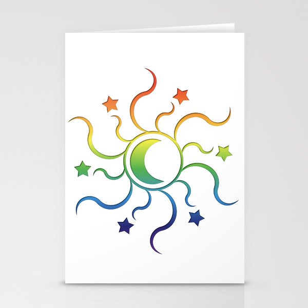 Sun, moon, stars and rainbow Stationery Cards