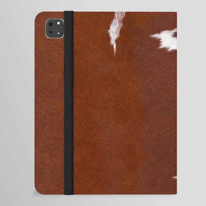 Leather Brown Cowhide Print iPad Folio Case