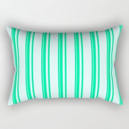 [ Thumbnail: Green & Light Cyan Colored Lines Pattern Rectangular Pillow ]
