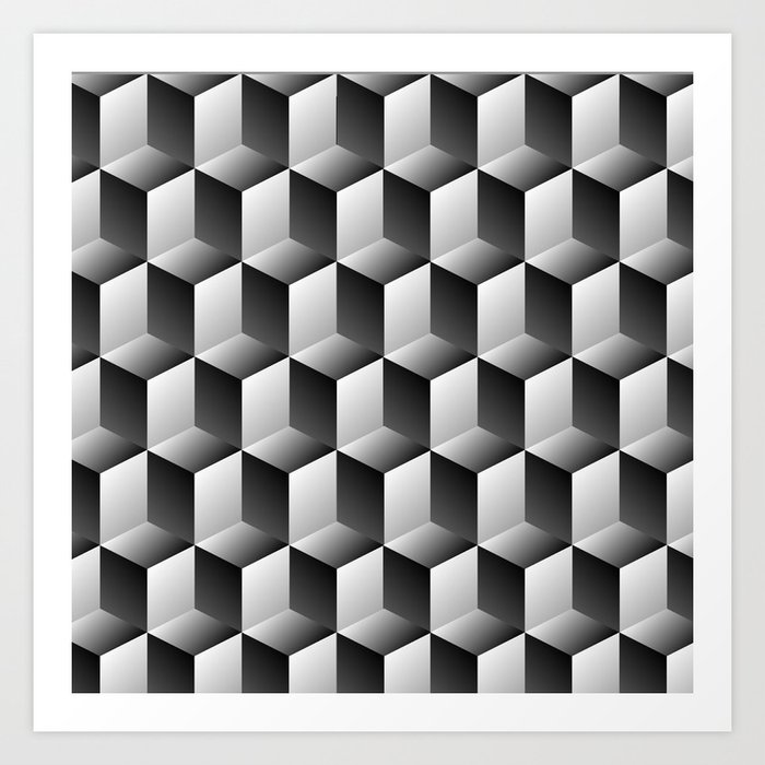 Geometric Cube Seamless Pattern Optical Illusion Fashion Graphic