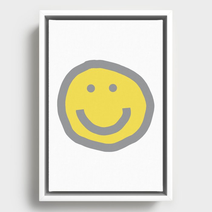 Round Happy Face with Smile Framed Canvas