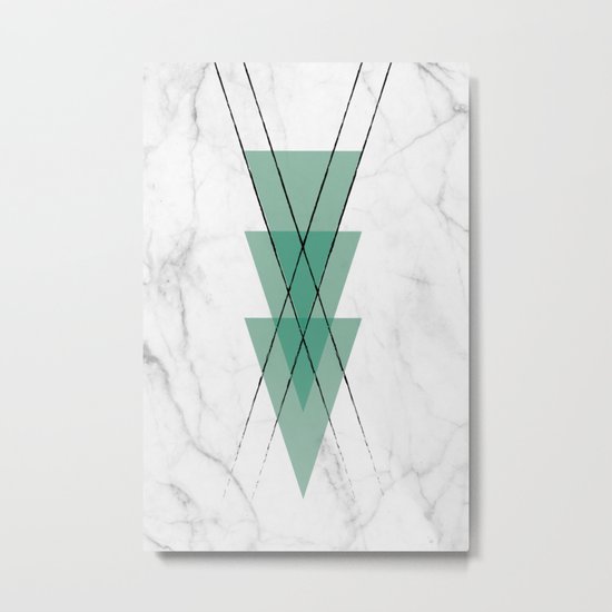 Marble Scandinavian Design Geometric Triangle Metal Print