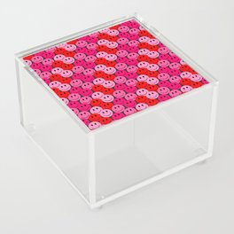 Preppy Room Decor - Pink Red Smiley Face Repeat Pattern Design Acrylic Box