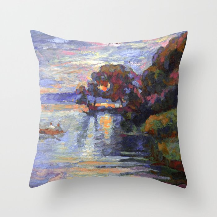 Evening on the lake Throw Pillow