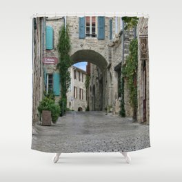 France Photography - Street From A Town In Vézénobres Shower Curtain