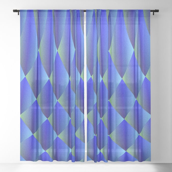 Blue Curves Sheer Curtain