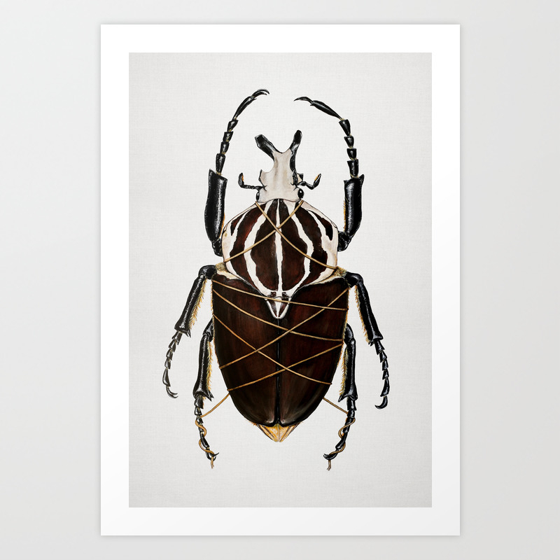 Stifled Painting Of Goliath Beetle Wrapped In Gold String Art