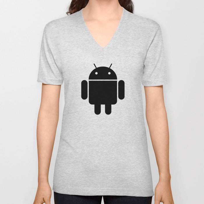 Black Android robot V Neck T Shirt