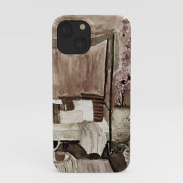 hand painted watercolor daybed in the garden2 iPhone Case