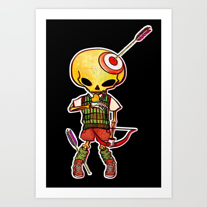 Archery skull boy Art Print