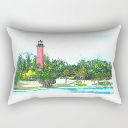 Jupiter lighthouse watercolor painting Rectangular Pillow
