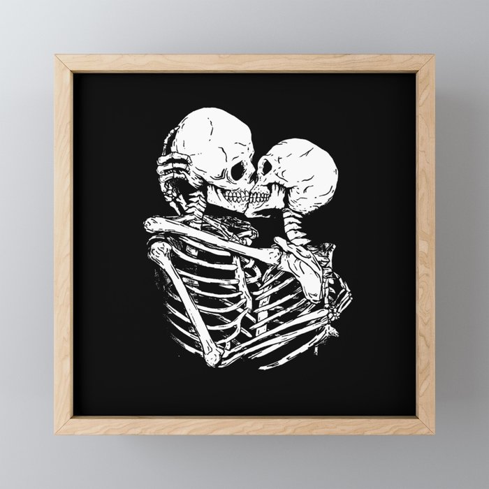 Romantic Skeleton Couple Framed Mini Art Print