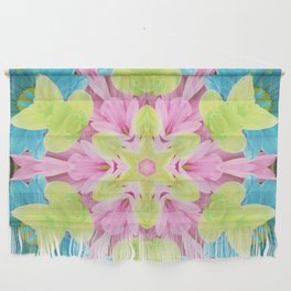 Abstract Floral Green, Blue and Pink print Wall Hanging