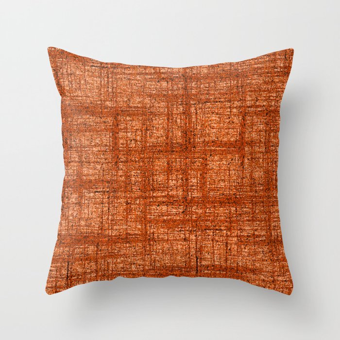 Textured Tweed - Rust Orange Throw Pillow