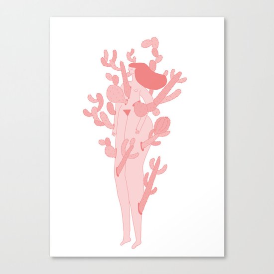 Pink Cactus Canvas Print