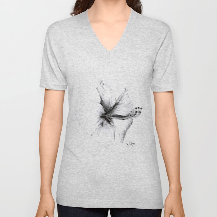 Hibiscus 1 V Neck T Shirt