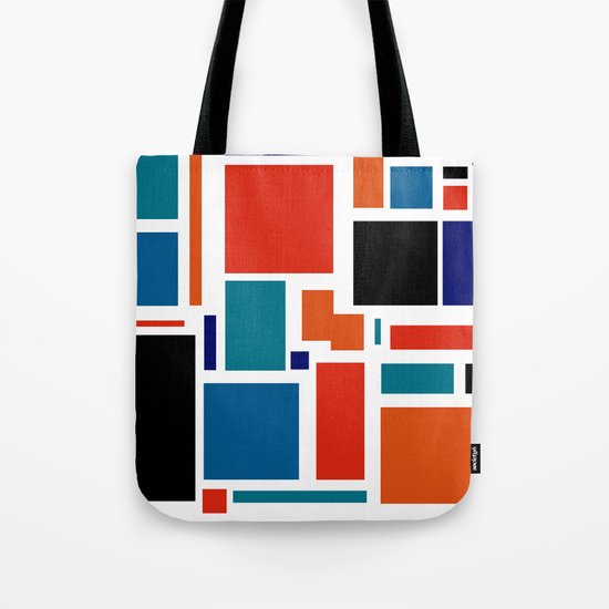 Modern Mondrian (white) Tote Bag