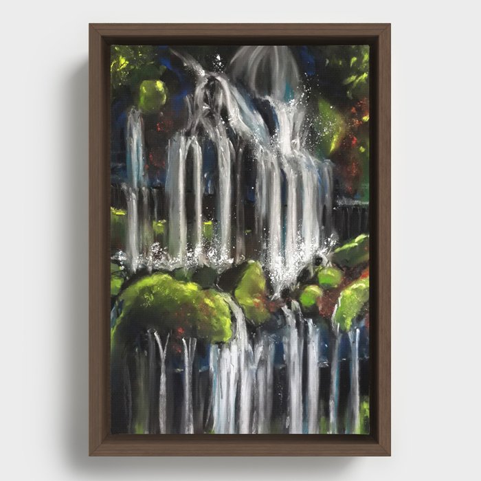 Waterfall soft pastel art Framed Canvas