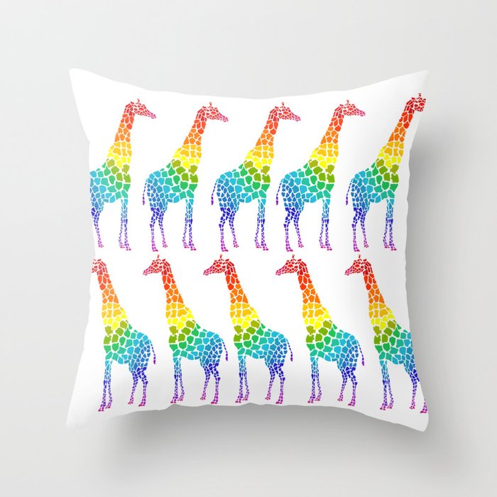 rainbow giraffe Throw Pillow