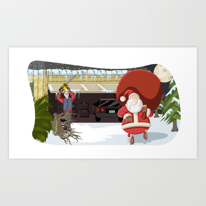 Griswold Toons Santa And Chainsaw Clark Art Print