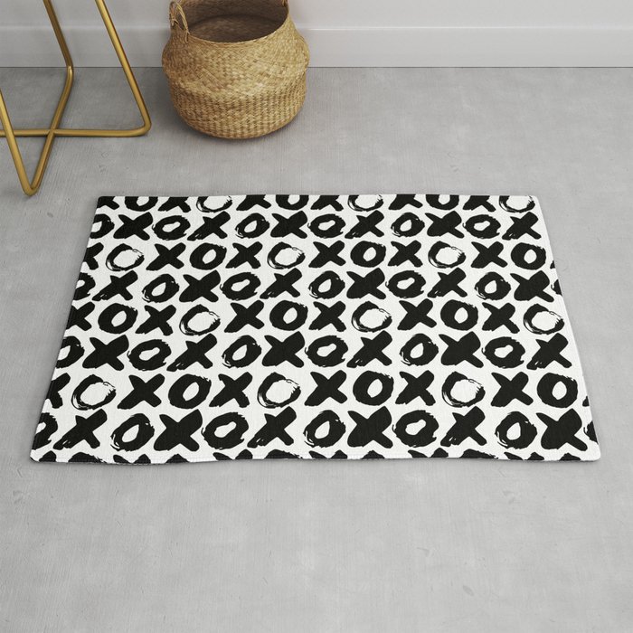 Black and White XOXO seamless pattern Rug