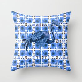 Blue Flamingo Throw Pillow