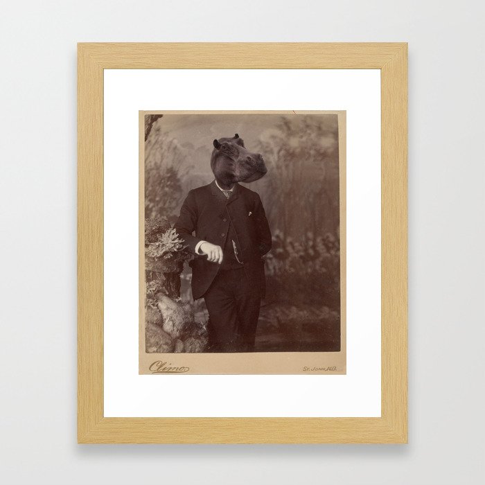 Distinguished Hippo Framed Art Print