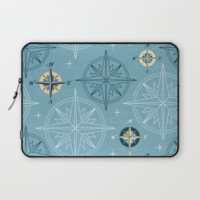 Travel by Compass - Nautical Blue Laptop Sleeve