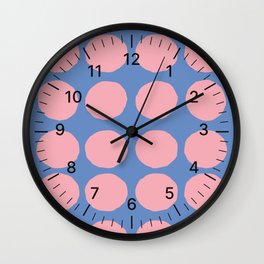 Retro Round Pattern - Blue Pink Wall Clock
