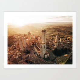 san gimignano aerial view Art Print