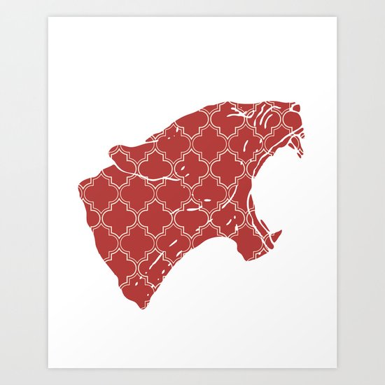 PANTHER SILHOUETTE HEAD WITH PATTERN Art Print