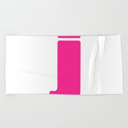j (Dark Pink & White Letter) Beach Towel