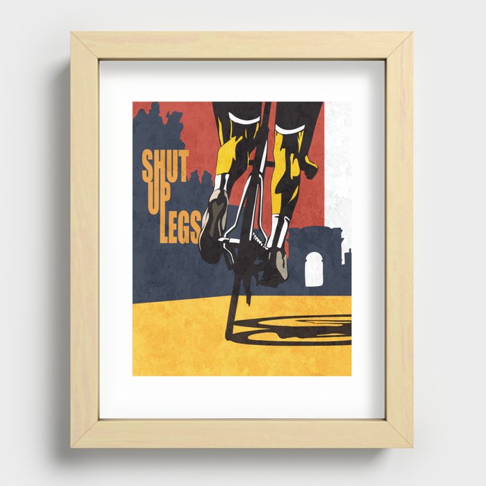 Retro Tour de France Cycling Illustration Poster: Shut Up Legs Recessed Framed Print