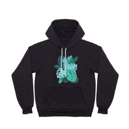 Blue and Green Tropical Leaves Hoody