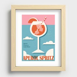 Aperol Spritz recipe, Cocktail, Retro 70s, Aesthetic art, Alcohol poster, Exhibition print, Mid century modern Recessed Framed Print