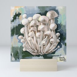 White Beech Mushroom Mini Art Print