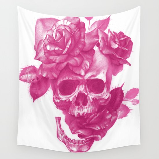 Pink Wall Tapestry skull and roses | pink wall tapestrysarachnid | society6 Pink Wall Tapestry skull and roses | pink wall tapestrysarachnid | society6