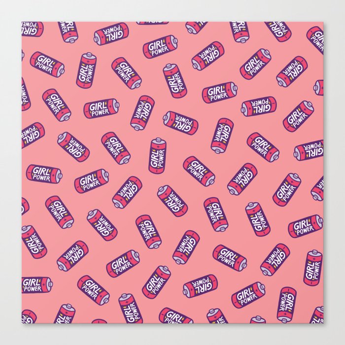 Girl Power Pattern in Pink Canvas Print