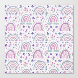 Spring Rainbows - Purple Pastel Canvas Print