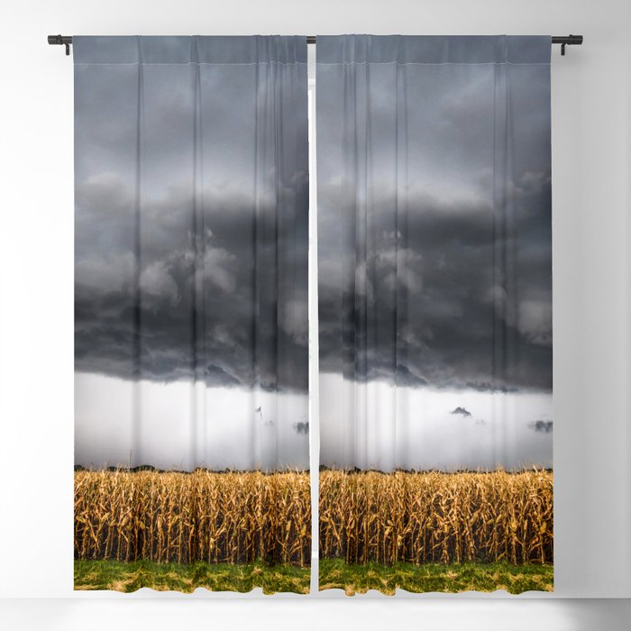 Corn Field - Storm Over Withered Crop in Southern Kansas Blackout Curtain