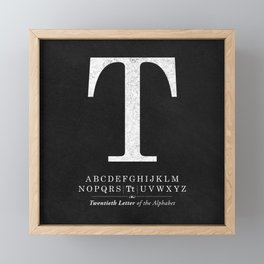 Monogram Letter T Initial with Black & White Alphabet Framed Mini Art Print