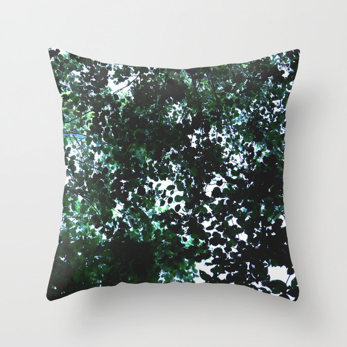 Tops of the leaves of trees silhouettes Throw Pillow